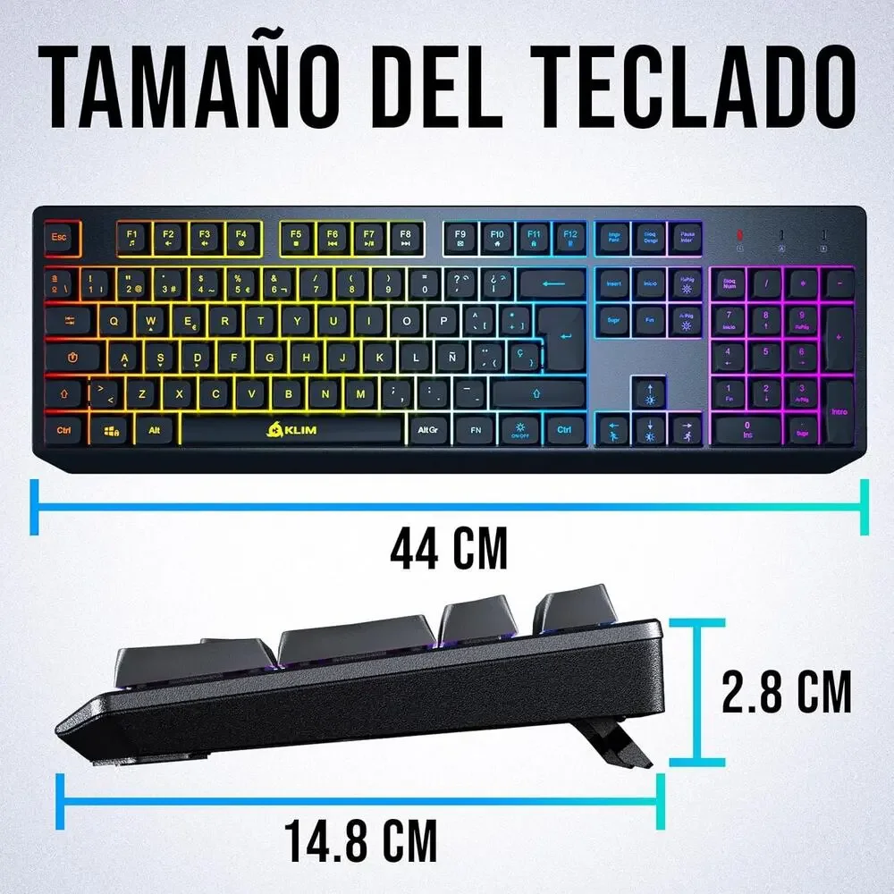 KLIM Chroma Wireless Spanish (España) Keyboard, RGB Backlit Wireless Keyboard